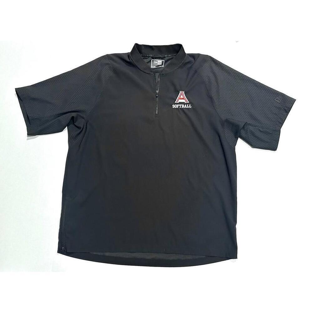 New Era Mens Cage Jacket Softball 1/4 Zip Short Sleeve Black Red A Size XL / TG